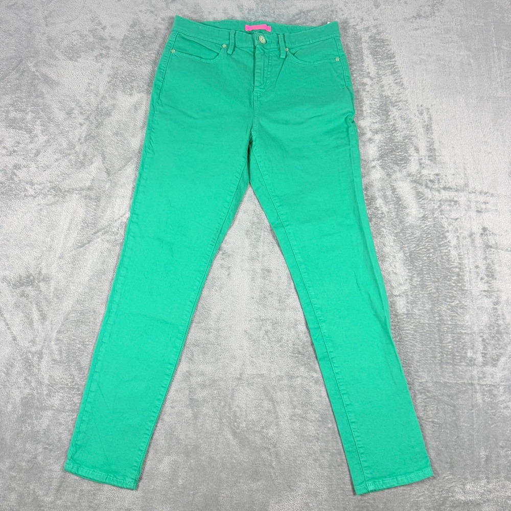 Lilly Pulitzer Womens 8 Worth Skinny Ankle Pants Kelly Green Stretch Mid Rise